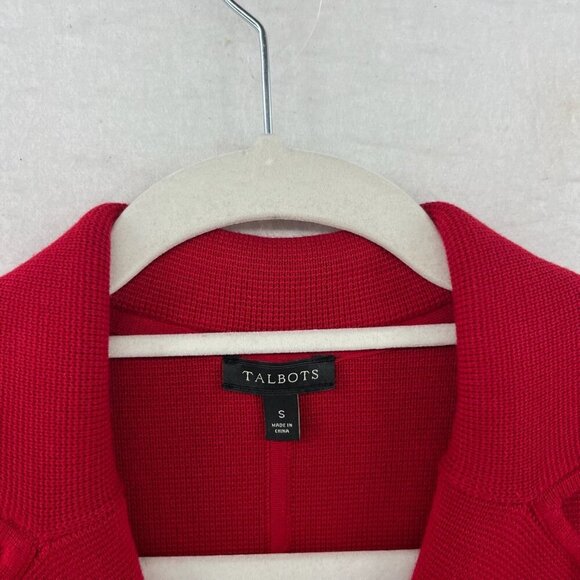 Talbots Blazer Jacket Womens S Red Ruffle Trim Business Casual Button Up Classic - Picture 11 of 12